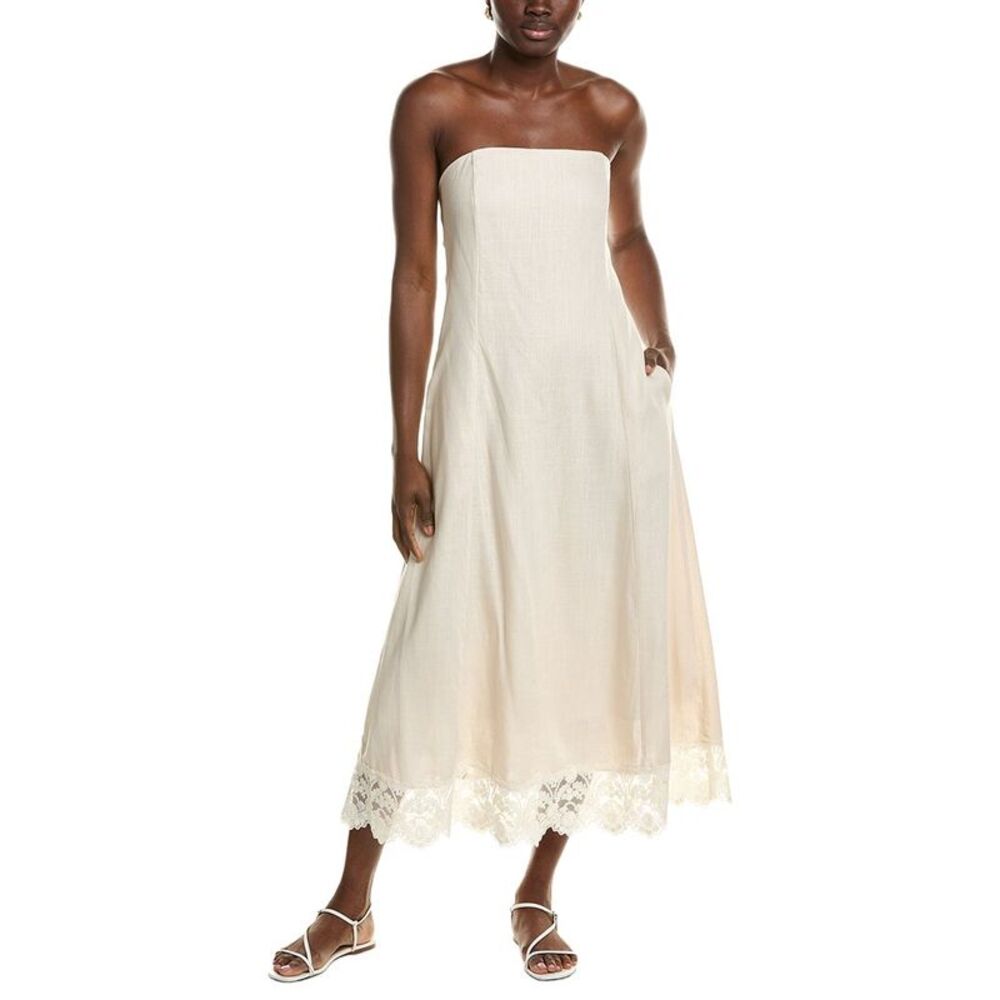 1.State Womens  Strapless Linen-Blend Dress